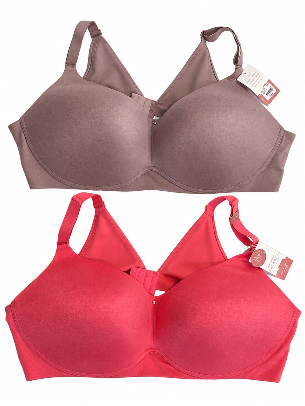 Cacique 46DD Bra Bundle NWT Lightly Lined No Wire Coral Pink MauvyTaupe Lot of 2